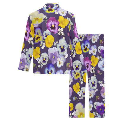 Pansy Pattern Print Design PS02 Men's Long Sleeve Pajama Set