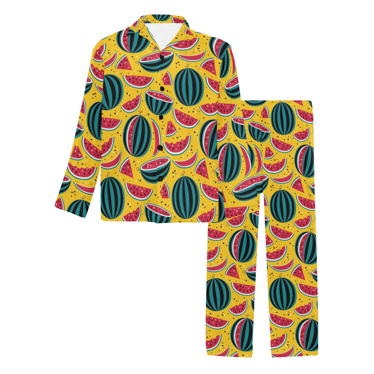 Watermelon Pattern Print Design WM02 Men's Long Sleeve Pajama Set