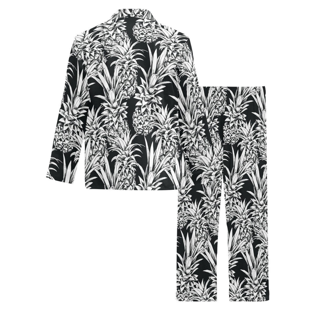 Pineapple Pattern Print Design PP08 Men's Long Sleeve Pajama Set