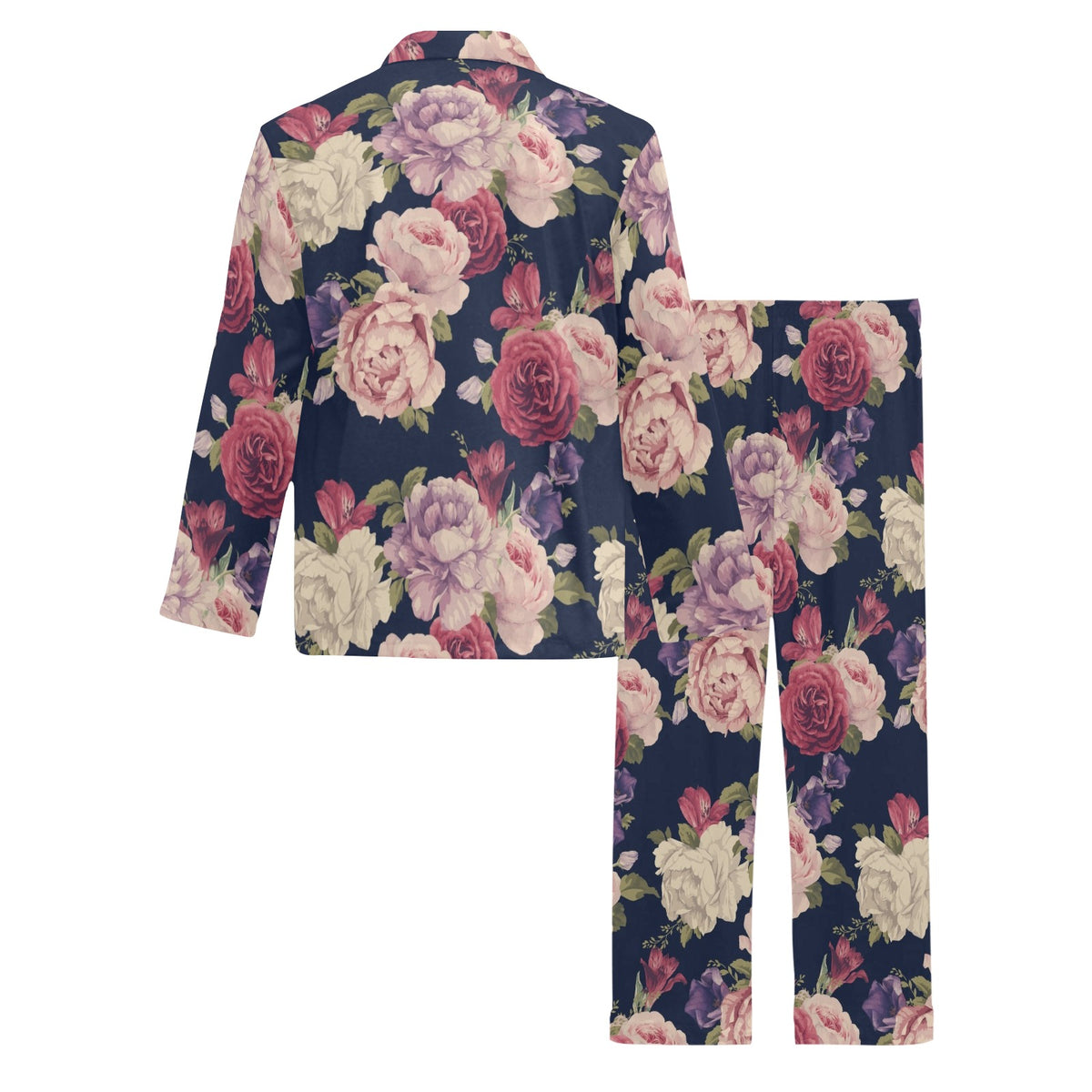 Peony Pattern Print Design PE03 Men's Long Sleeve Pajama Set
