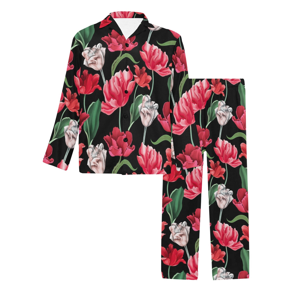 Tulip Pattern Print Design TP08 Men's Long Sleeve Pajama Set