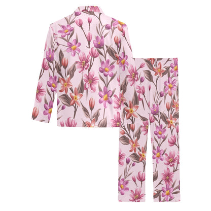 Summer Floral Pattern Print Design SF09 Men's Long Sleeve Pajama Set