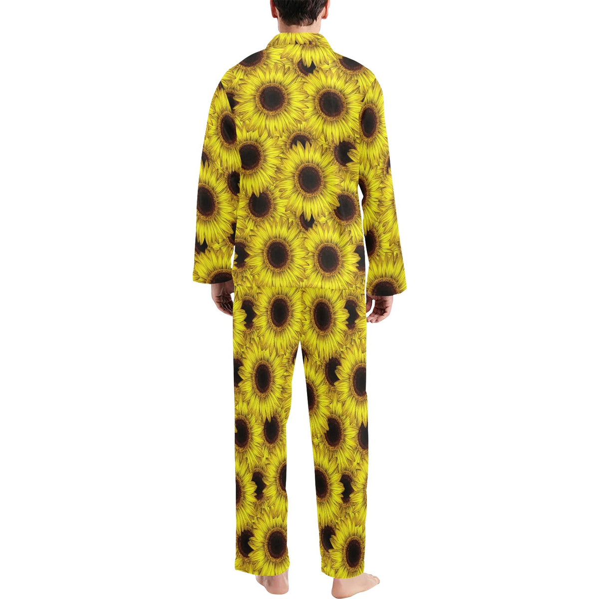 Sunflower Pattern Print Design SF011 Men's Long Sleeve Pajama Set