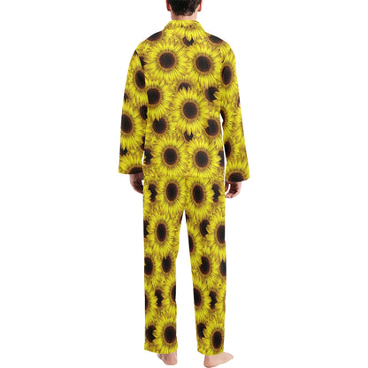 Sunflower Pattern Print Design SF011 Men's Long Sleeve Pajama Set
