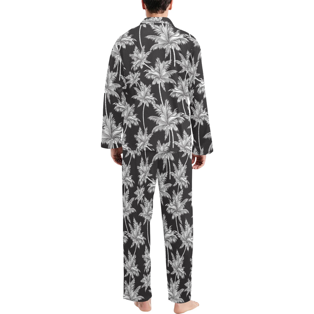 Palm Tree Pattern Print Design PT03 Men's Long Sleeve Pajama Set
