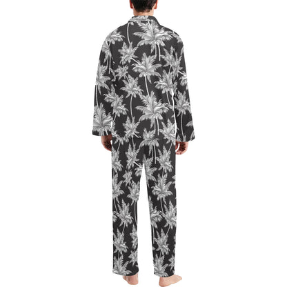 Palm Tree Pattern Print Design PT03 Men's Long Sleeve Pajama Set