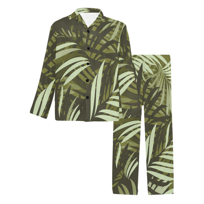 Palm Leaves Pattern Print Design PL05 Men's Long Sleeve Pajama Set