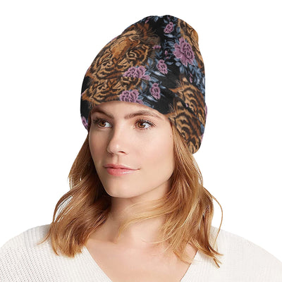 Tiger Head Floral Unisex Beanie