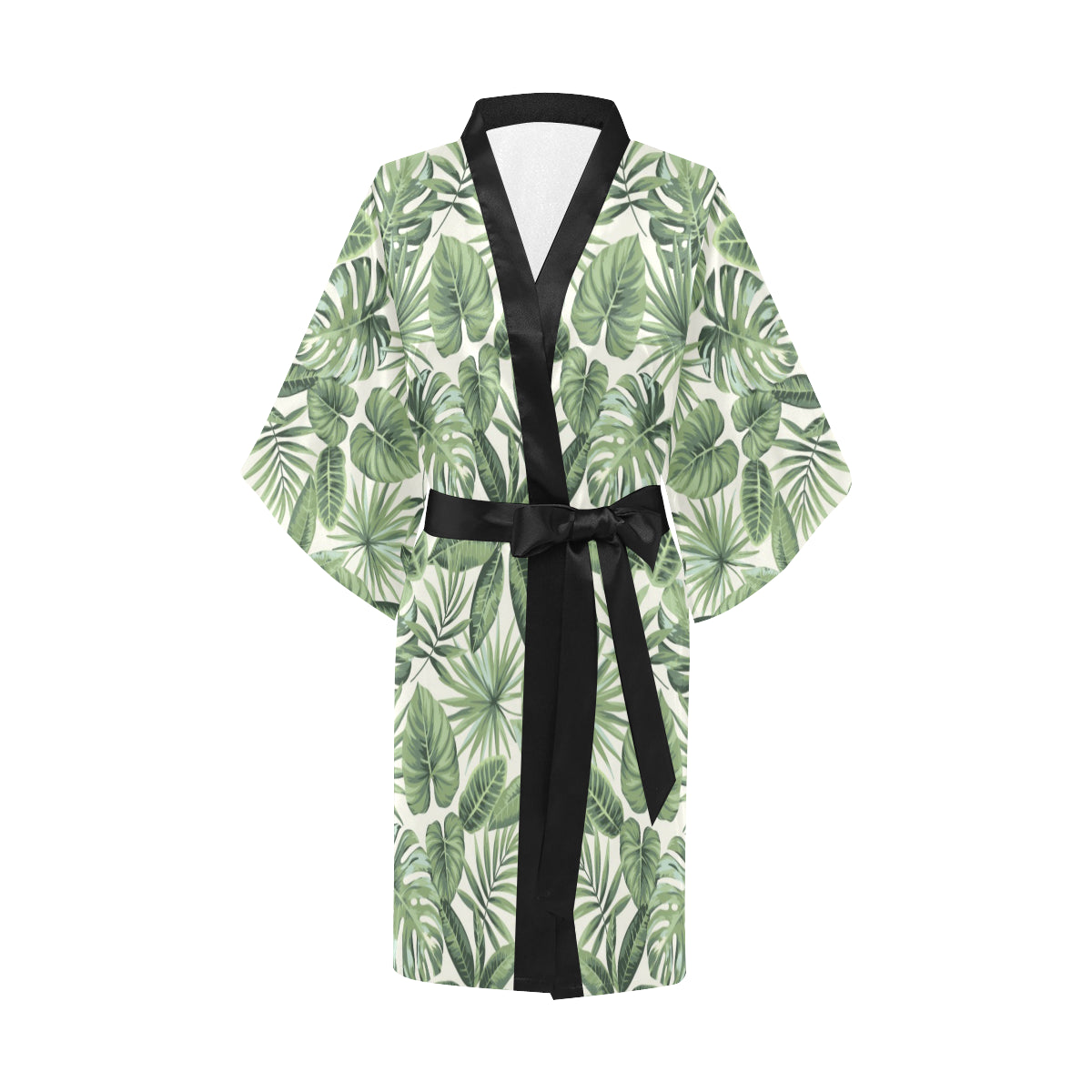 Palm Leaves Pattern Print Design PL014 Women's Short Kimono