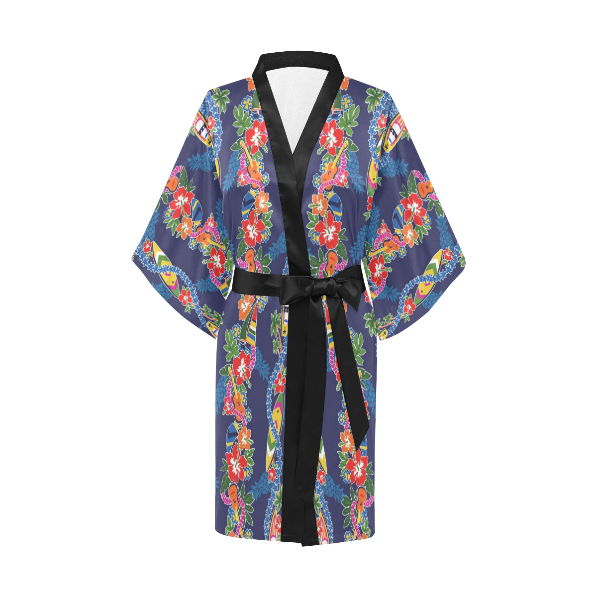Hawaiian Themed Pattern Print Design H04 Women's Short Kimono
