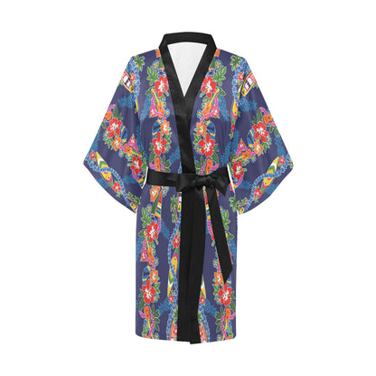 Hawaiian Themed Pattern Print Design H04 Women's Short Kimono