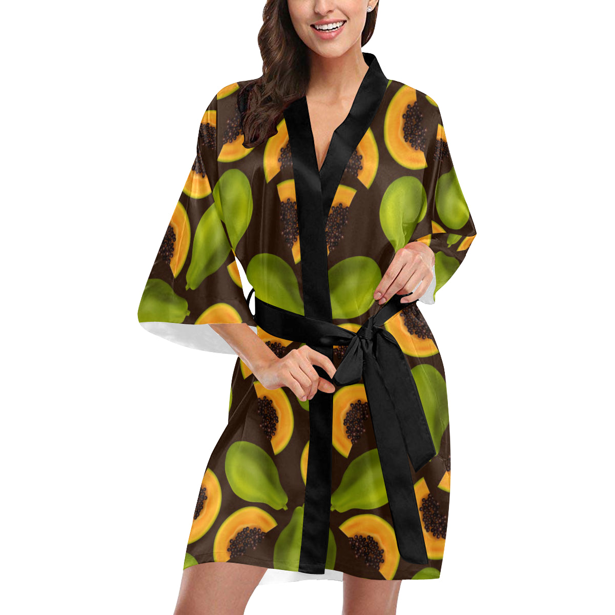 Papaya Pattern Print Design PP04 Women's Short Kimono