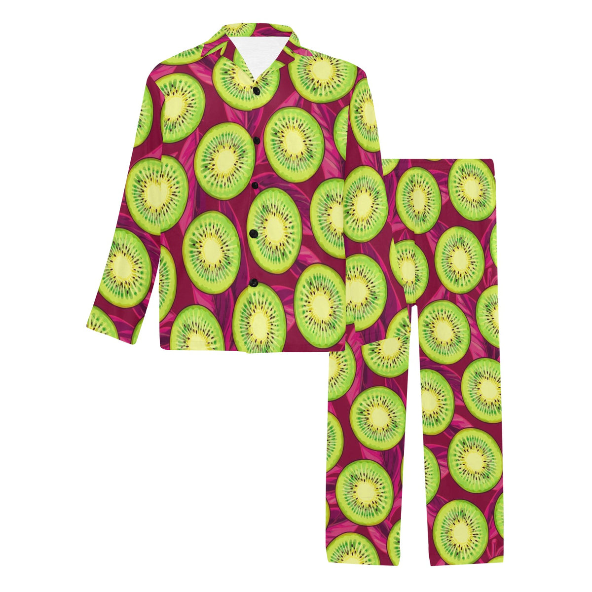 Kiwi Pattern Print Design KW05 Men's Long Sleeve Pajama Set