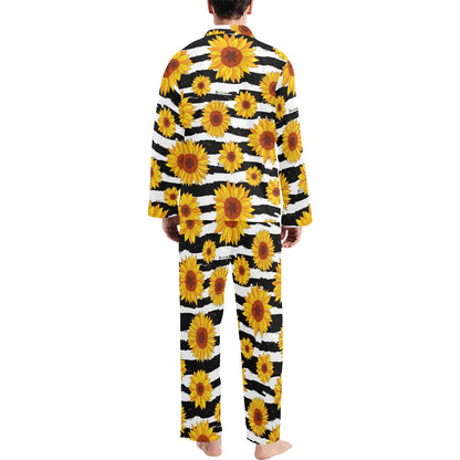 Sunflower Pattern Print Design SF010 Men's Long Sleeve Pajama Set