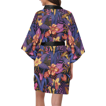Lily Pattern Print Design LY016 Women's Short Kimono
