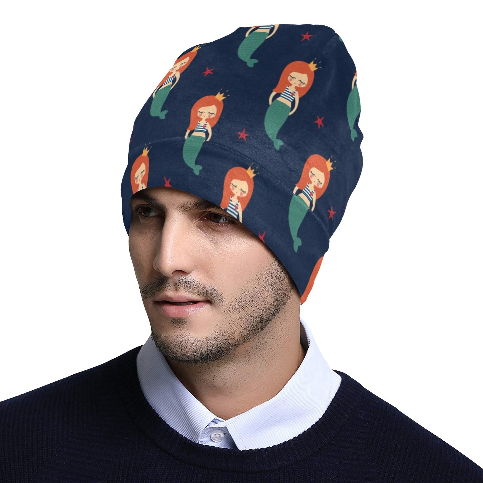 Mermaid Girl Pattern Print Design 01 Unisex Beanie