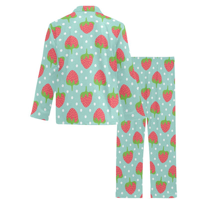 Strawberry Pattern Print Design SB06 Men's Long Sleeve Pajama Set