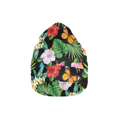 Hibiscus With Butterfly Print Design LKS305 Unisex Beanie