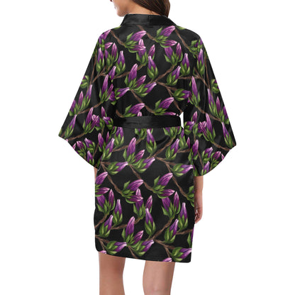 Magnolia Pattern Print Design MAG010 Women's Short Kimono