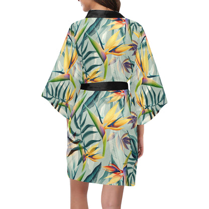 Tropical Flower Pattern Print Design TF022 Women's Short Kimono