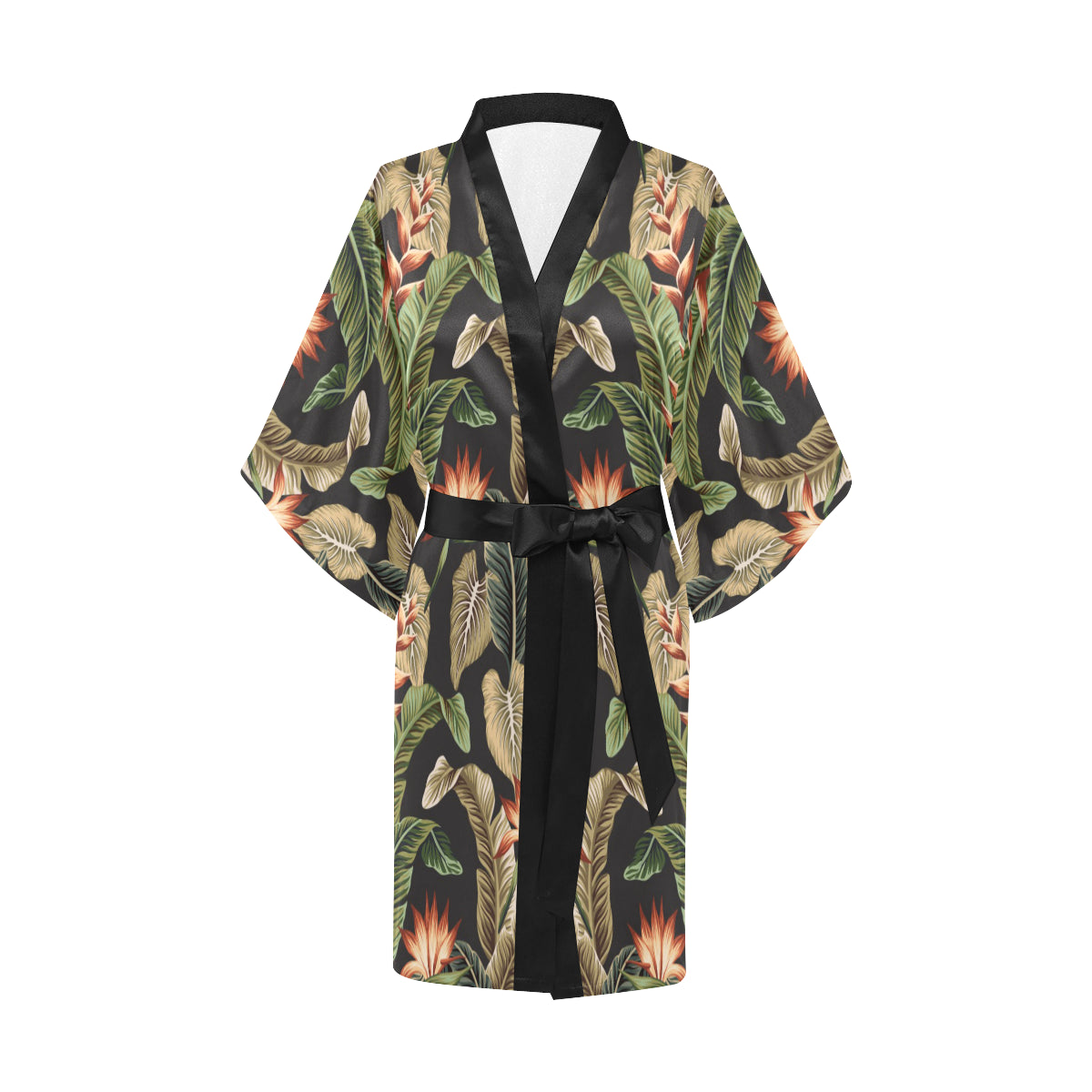 Tropical Flower Pattern Print Design TF014 Women's Short Kimono
