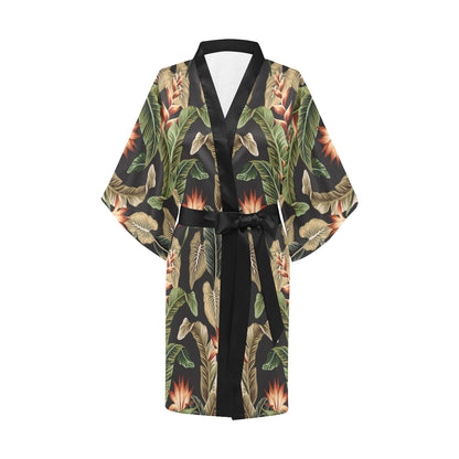 Tropical Flower Pattern Print Design TF014 Women's Short Kimono
