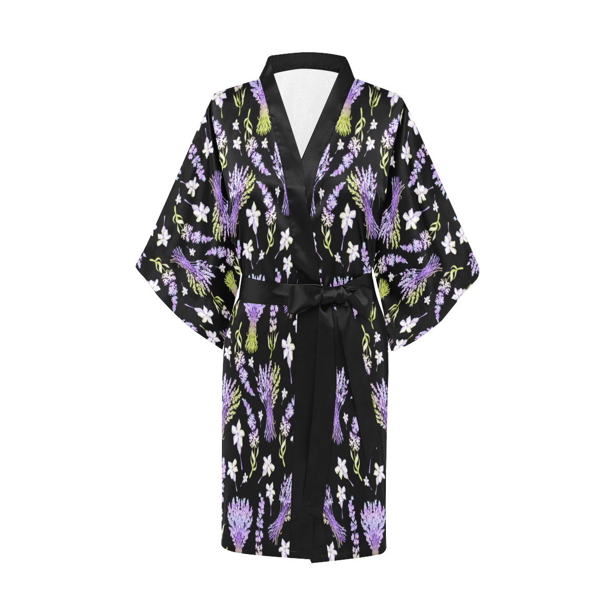 Lavender Pattern Print Design LV04 Women's Short Kimono
