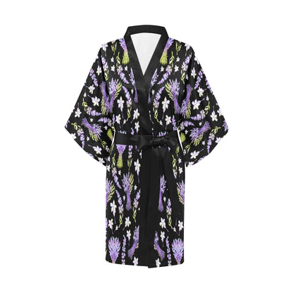 Lavender Pattern Print Design LV04 Women's Short Kimono