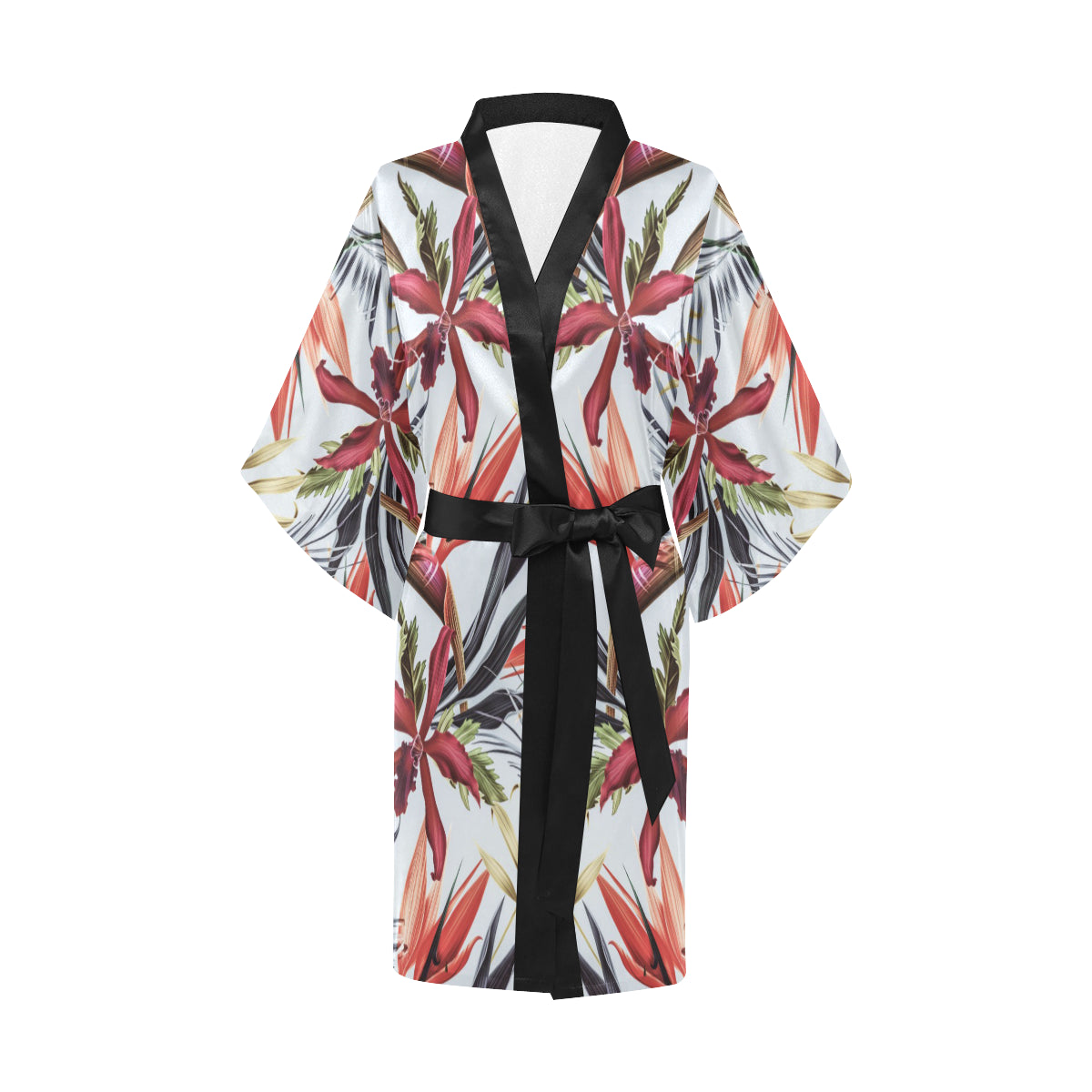 Tropical Flower Pattern Print Design TF021 Women's Short Kimono