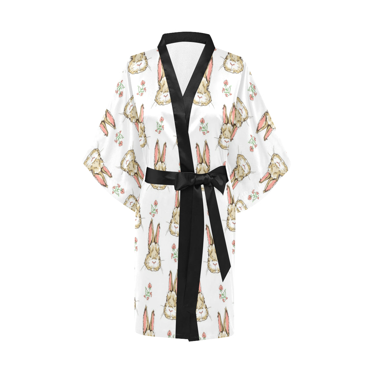 Rabbit Pattern Print Design RB09 Women's Short Kimono