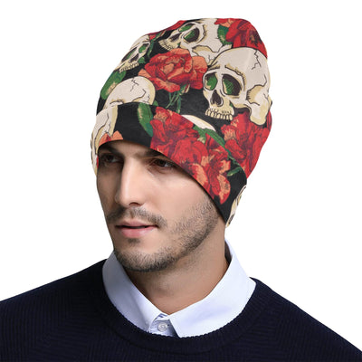 Skull Red Rose Unisex Beanie