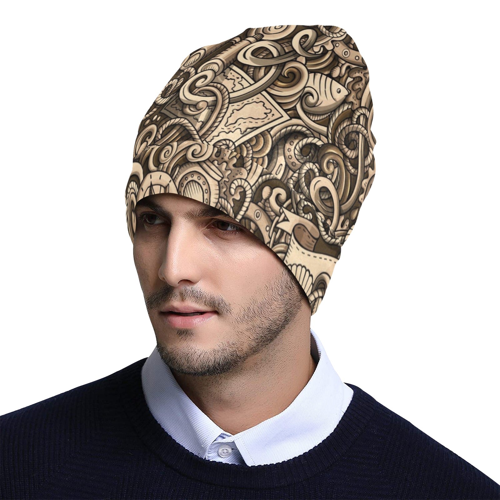 Nautical Tattoo Design Themed Print Unisex Beanie