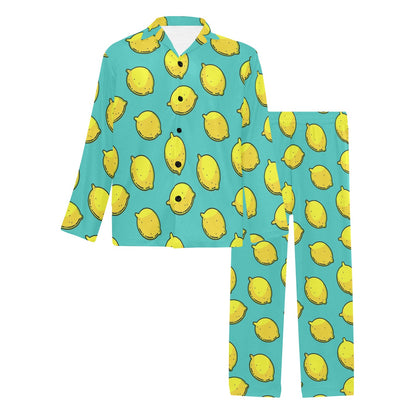 Lemon Pattern Print Design LM04 Men's Long Sleeve Pajama Set