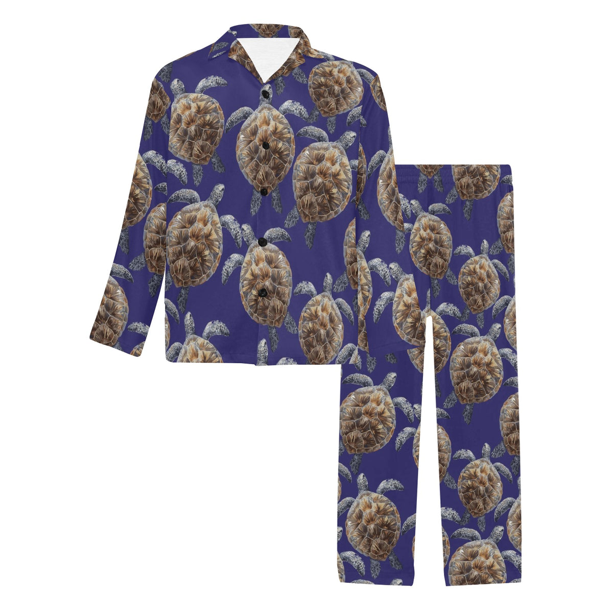 Sea Turtle Pattern Print Design T05 Men's Long Sleeve Pajama Set