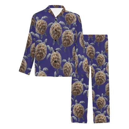 Sea Turtle Pattern Print Design T05 Men's Long Sleeve Pajama Set