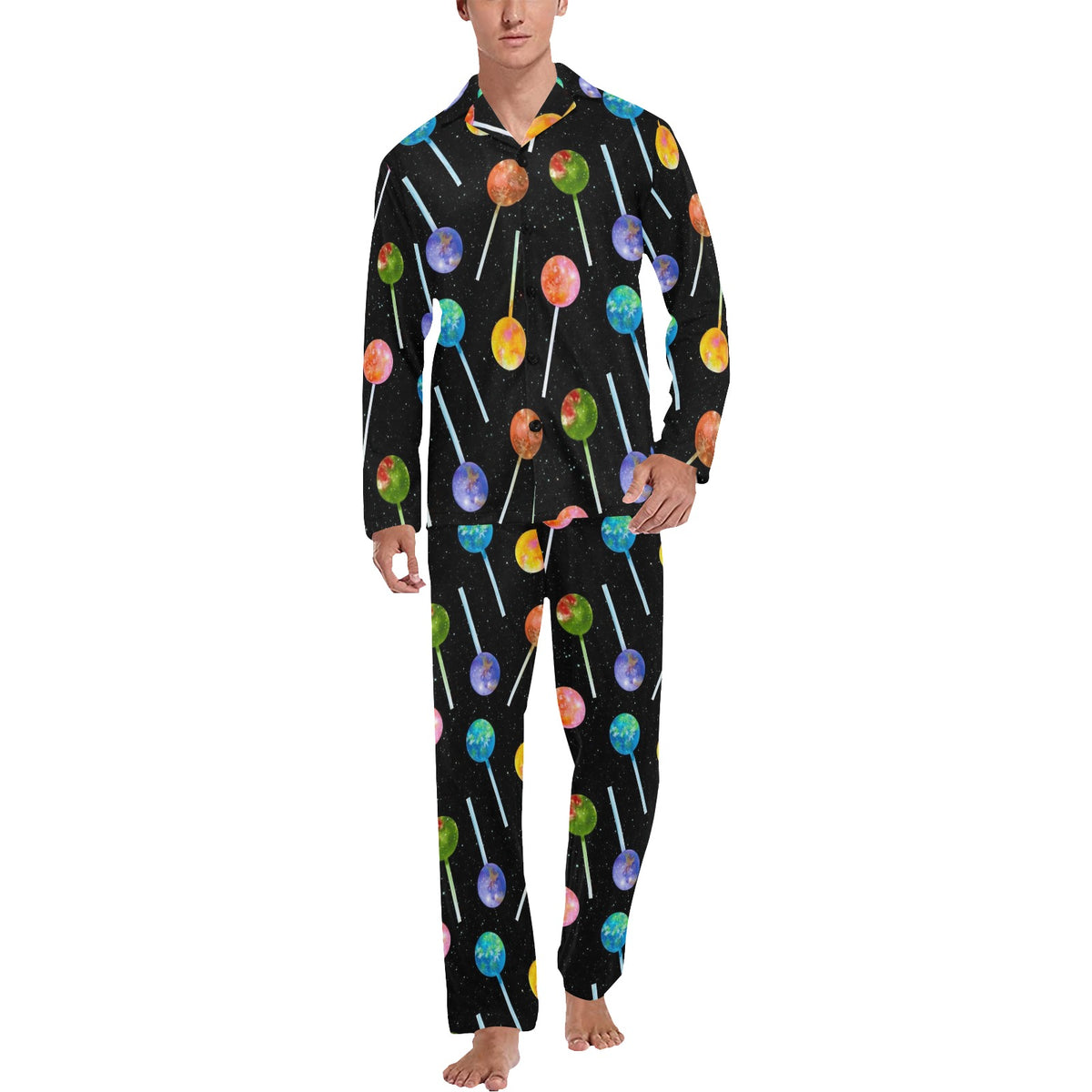 Lollipop Pattern Print Design LL04 Men's Long Sleeve Pajama Set