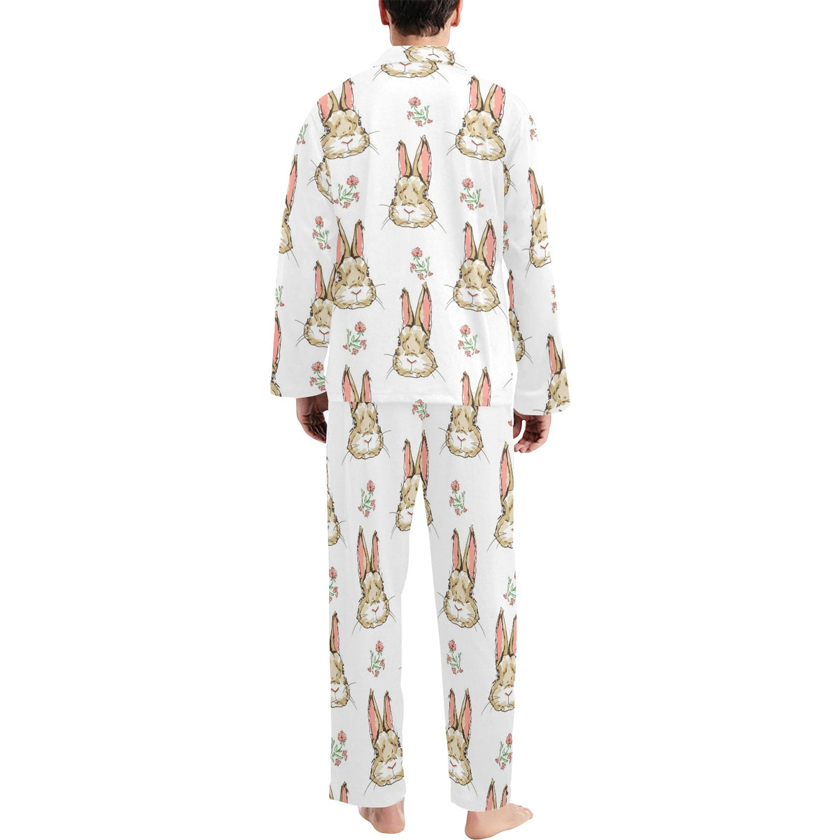 Rabbit Pattern Print Design RB09 Men's Long Sleeve Pajama Set