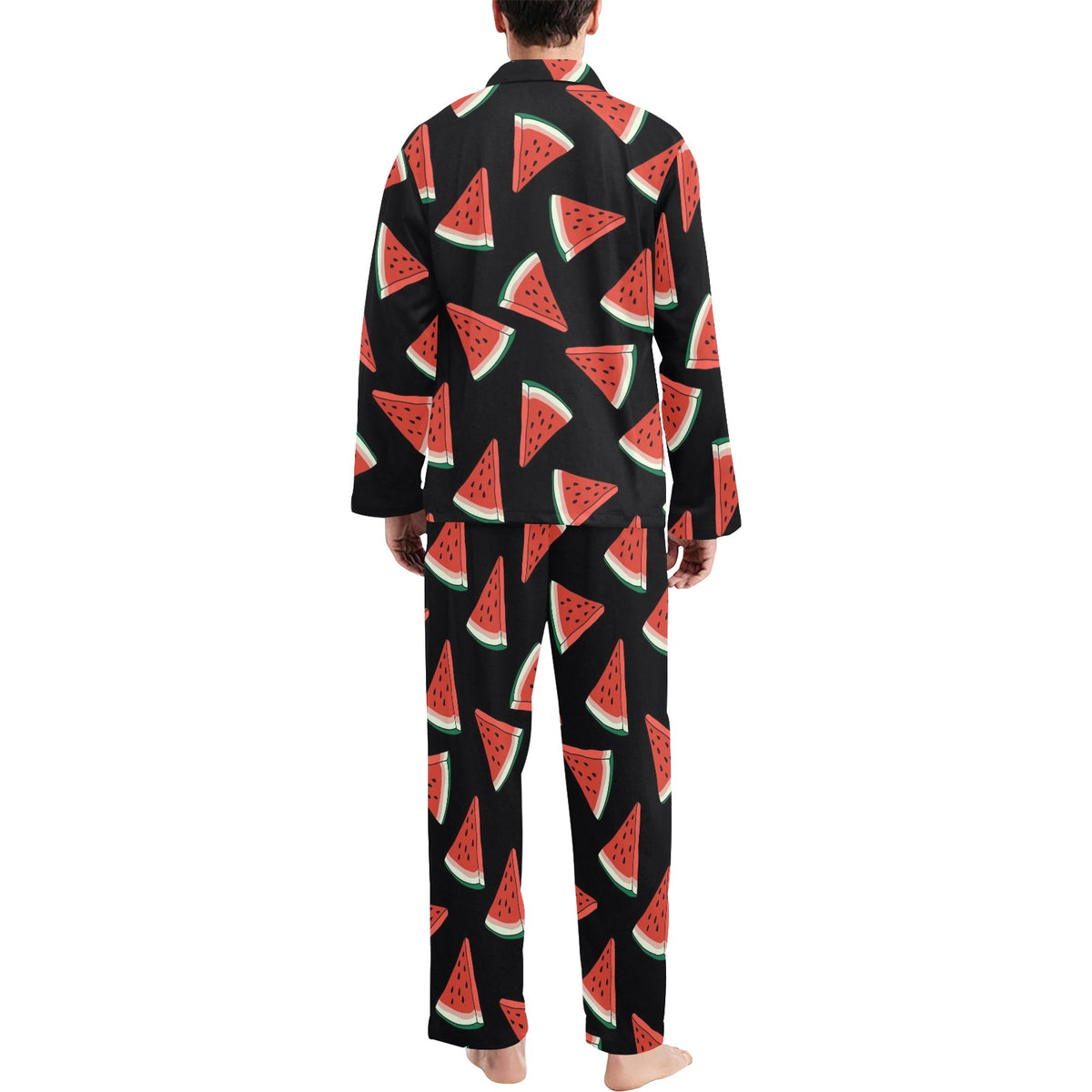 Watermelon Pattern Print Design WM01 Men's Long Sleeve Pajama Set