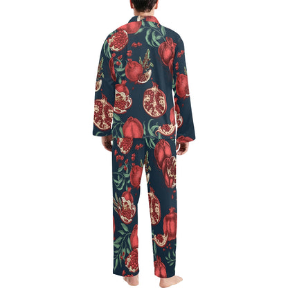 Pomegranate Pattern Print Design PG04 Men's Long Sleeve Pajama Set
