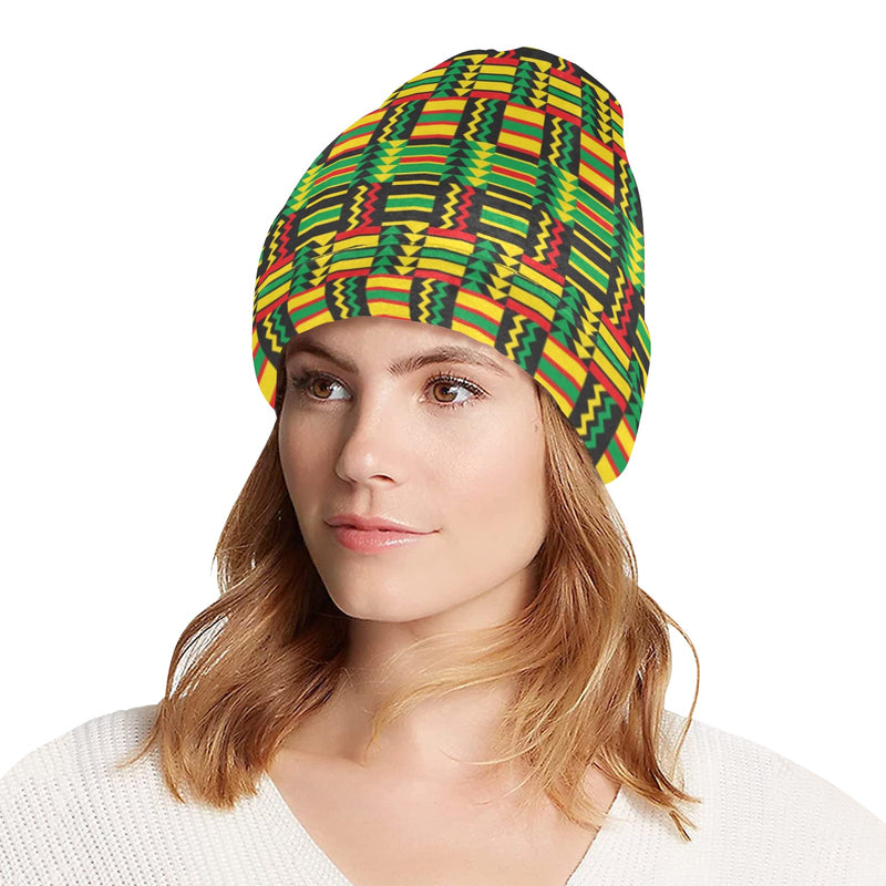 African Zip Zag Print Pattern Unisex Beanie