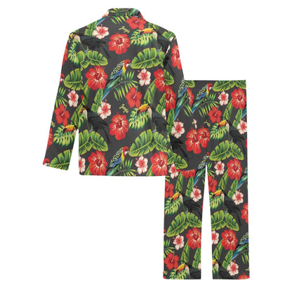 Tropical Flower Pattern Print Design TF04 Men's Long Sleeve Pajama Set
