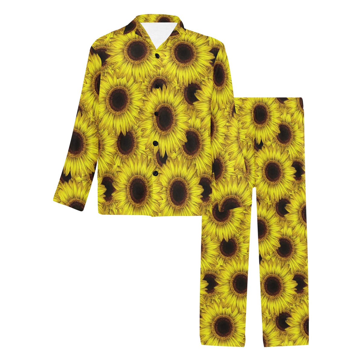 Sunflower Pattern Print Design SF011 Men's Long Sleeve Pajama Set