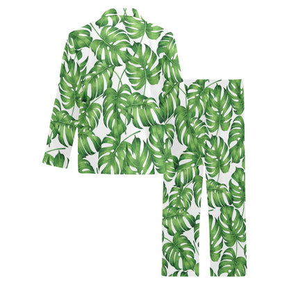 Palm Leaves Pattern Print Design PL08 Men's Long Sleeve Pajama Set