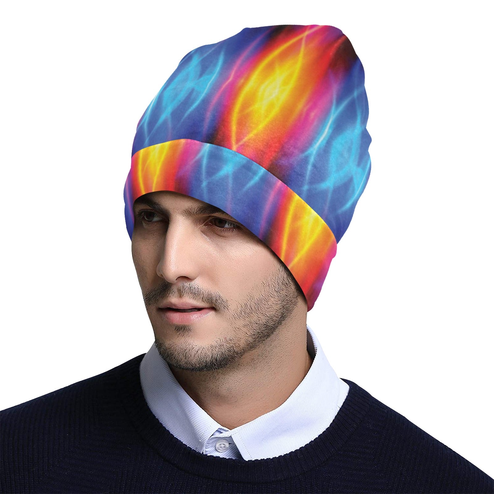 Flame Fire Blue Design Print Unisex Beanie