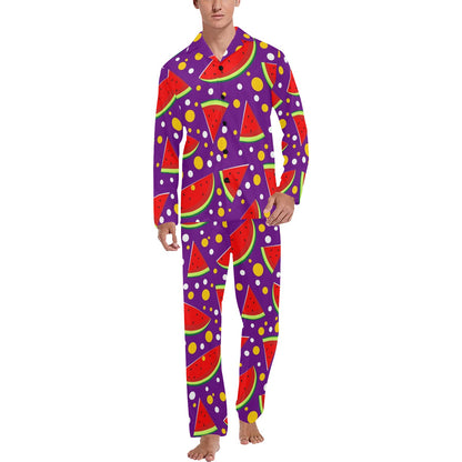 Watermelon Pattern Print Design WM010 Men's Long Sleeve Pajama Set