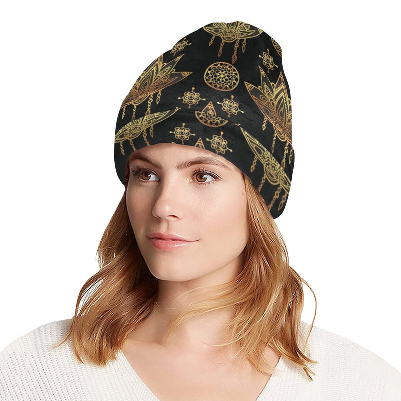 lotus Boho Pattern Print Design LO03 Unisex Beanie