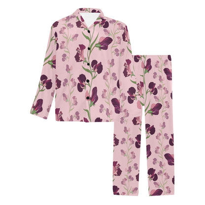 Peony Pattern Print Design PE09 Men's Long Sleeve Pajama Set