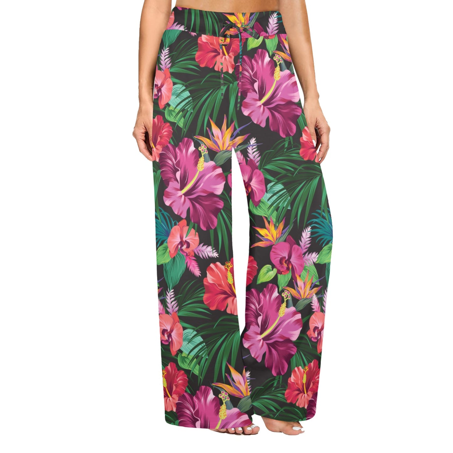 Hibiscus Hawaiian Design Print Pattern Women's Wide Leg Lounge Pants