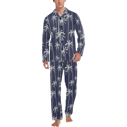 Palm Tree Pattern Print Design PT06 Men's Long Sleeve Pajama Set