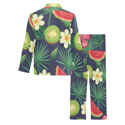 Tropical Fruits Pattern Print Design TF05 Men's Long Sleeve Pajama Set